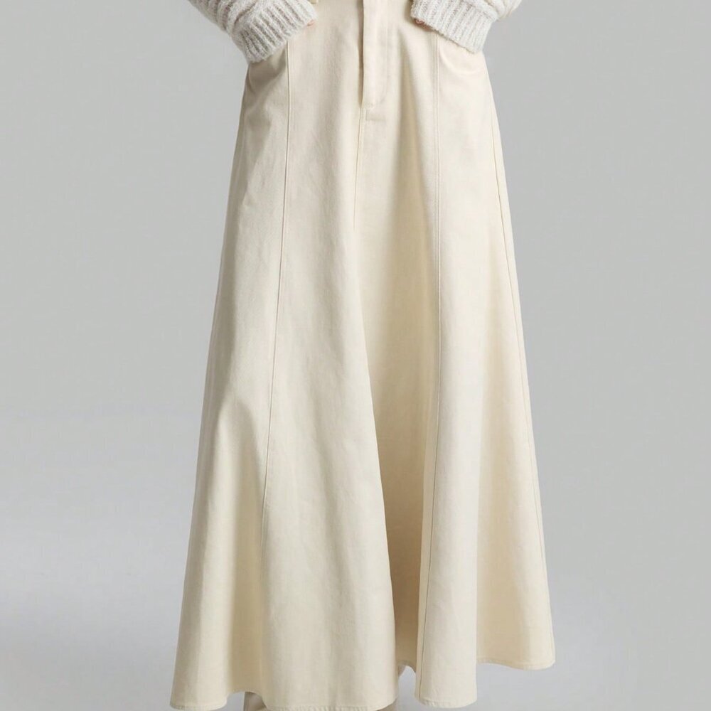 Apricot Minimalist Women's A-Line Midi Skirt - Picture 4 of 6